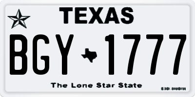 TX license plate BGY1777
