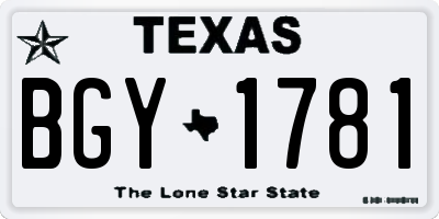 TX license plate BGY1781