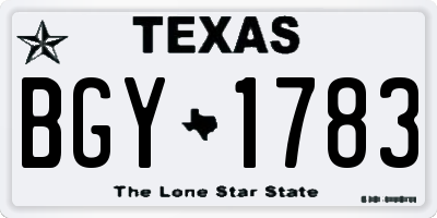 TX license plate BGY1783