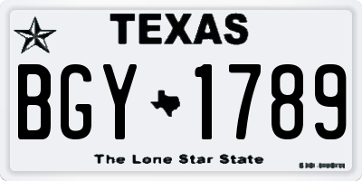 TX license plate BGY1789