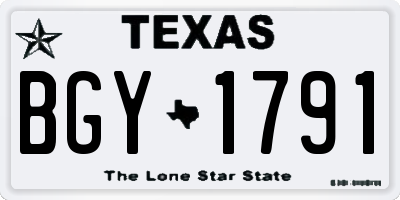 TX license plate BGY1791