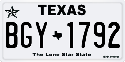 TX license plate BGY1792