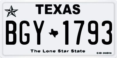 TX license plate BGY1793