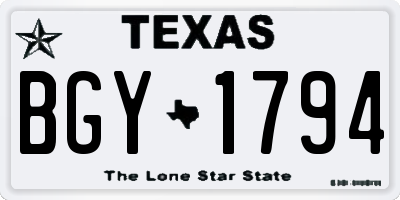 TX license plate BGY1794