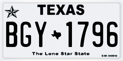 TX license plate BGY1796