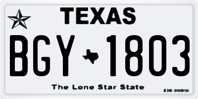 TX license plate BGY1803