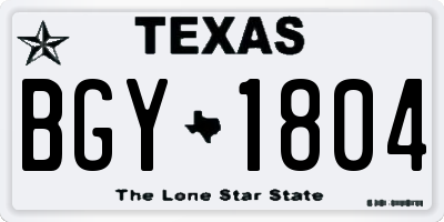 TX license plate BGY1804