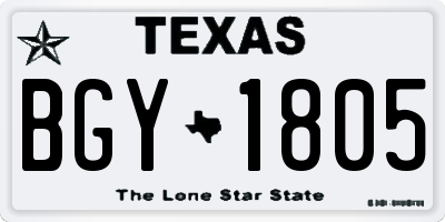TX license plate BGY1805