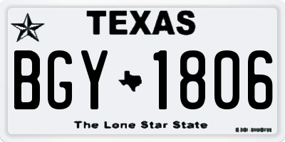 TX license plate BGY1806