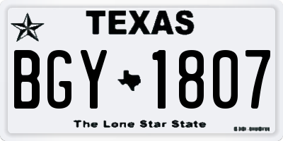TX license plate BGY1807