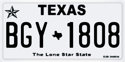 TX license plate BGY1808