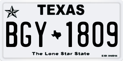 TX license plate BGY1809