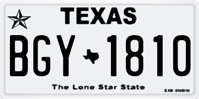 TX license plate BGY1810