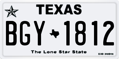 TX license plate BGY1812