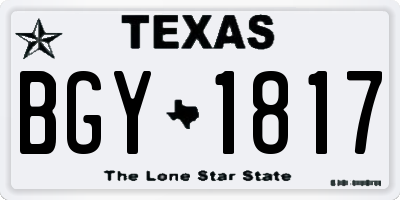 TX license plate BGY1817