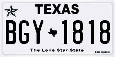 TX license plate BGY1818