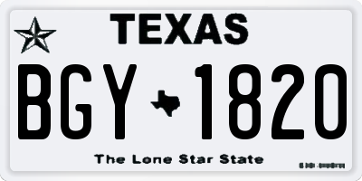 TX license plate BGY1820