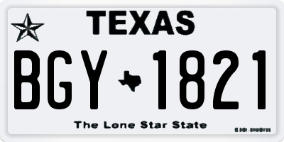 TX license plate BGY1821