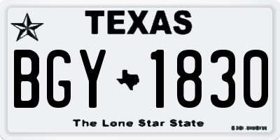 TX license plate BGY1830