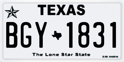 TX license plate BGY1831