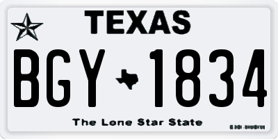 TX license plate BGY1834