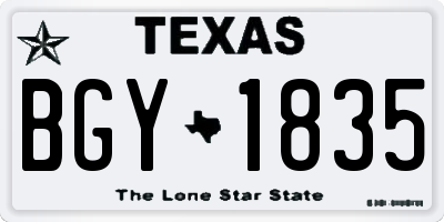 TX license plate BGY1835