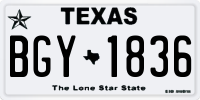 TX license plate BGY1836