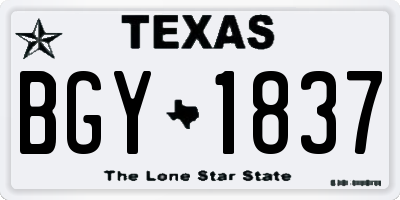 TX license plate BGY1837