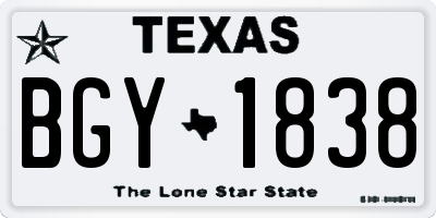 TX license plate BGY1838