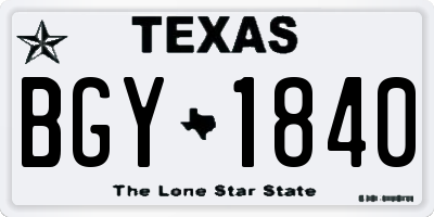 TX license plate BGY1840