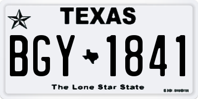 TX license plate BGY1841