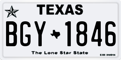 TX license plate BGY1846