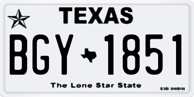 TX license plate BGY1851