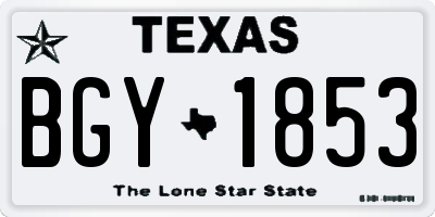TX license plate BGY1853
