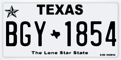 TX license plate BGY1854