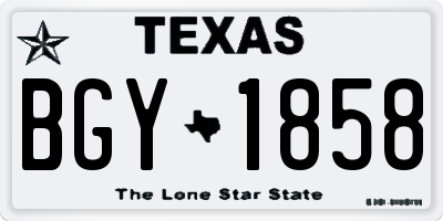 TX license plate BGY1858