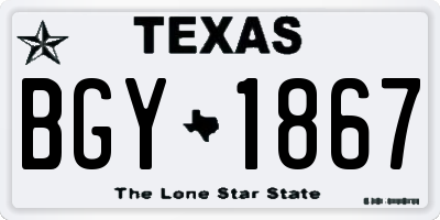 TX license plate BGY1867