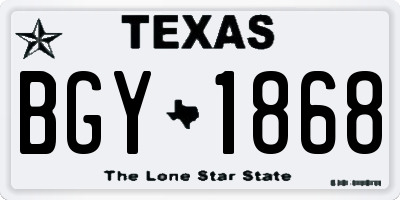 TX license plate BGY1868