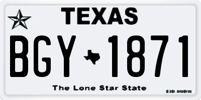 TX license plate BGY1871