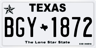 TX license plate BGY1872