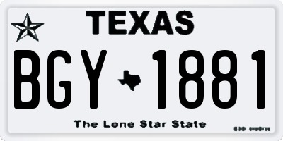 TX license plate BGY1881