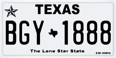TX license plate BGY1888