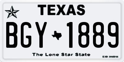 TX license plate BGY1889