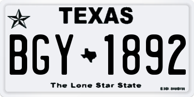 TX license plate BGY1892