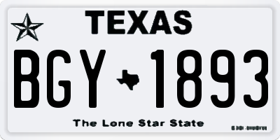 TX license plate BGY1893