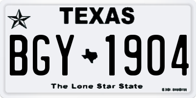 TX license plate BGY1904
