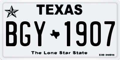 TX license plate BGY1907