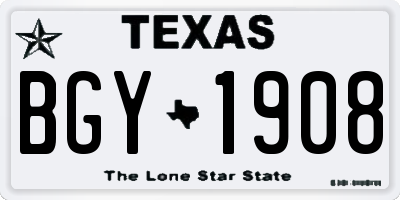 TX license plate BGY1908