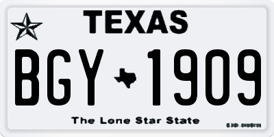 TX license plate BGY1909