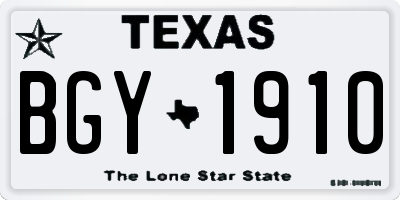 TX license plate BGY1910